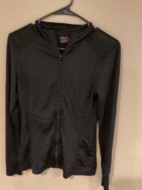 Material Girl Active Women's Black Full-Zip Hooded Performance Jacket